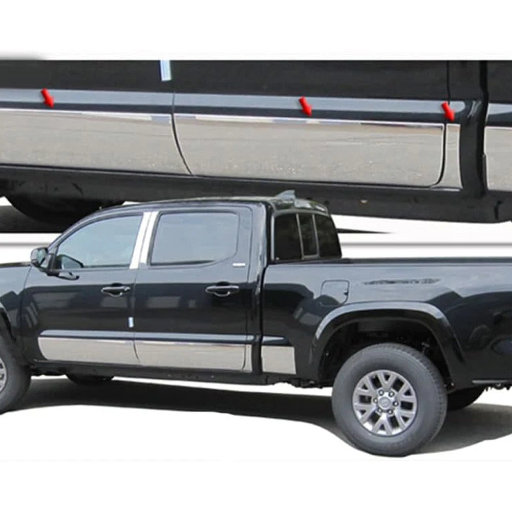 8pc Luxury FX Stainless Full Rocker Trim Kit for Toyota Tacoma (2016–2023) Double Cab 6' Bed