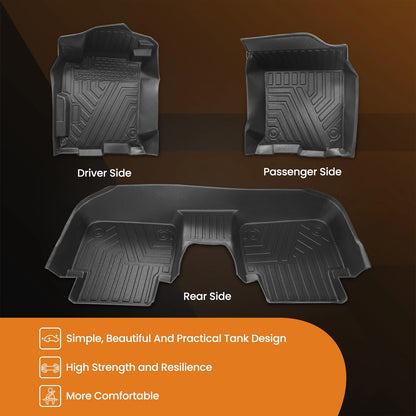 Floor Mats for Honda Accord Sedan (2013–2017) Black Rubber Waterproof 3pc