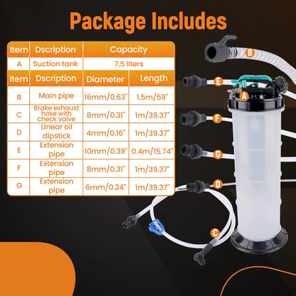 7.5L Pneumatic Manual Oil Changer Vacuum Fluid Extractor Pump Oil Change Tool