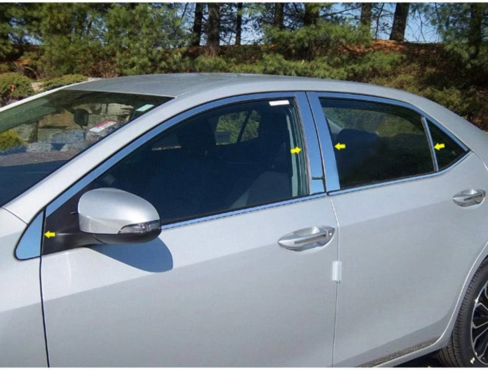 8pc. Luxury FX Chrome Pillar Post Trim For 2014-2019 Toyota Corolla