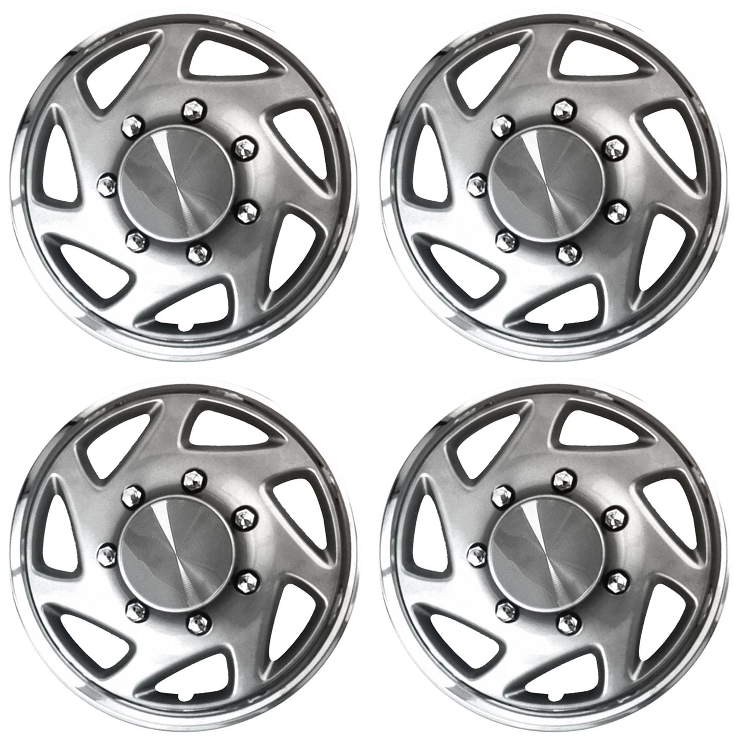 16" Chrome/Silver Push-On Wheel Cover Hubcaps for Steel Wheels - Saxon Style