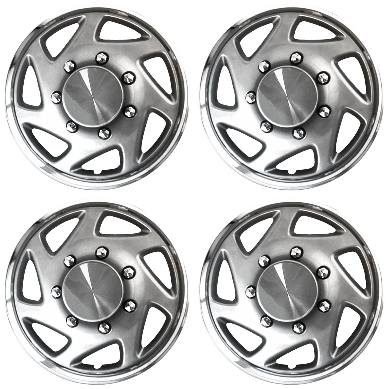 16" Chrome/Silver Push-On Wheel Cover Hubcaps for Steel Wheels - Saxon Style