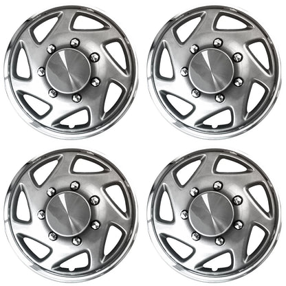 16" Chrome/Silver Push-On Wheel Cover Hubcaps for Steel Wheels - Saxon Style