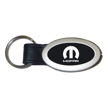 Black Leather Oval Keychain - Officially Licensed for Mopar Vehicles