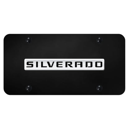 Chrome Name on Black License Plate - Officially Licensed for Chevrolet Silverado