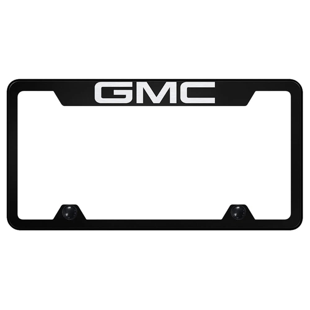 Laser Etched on Black Truck License Plate Frame - Officially Licensed for GMC