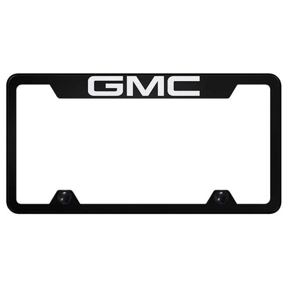 Laser Etched on Black Truck License Plate Frame - Officially Licensed for GMC