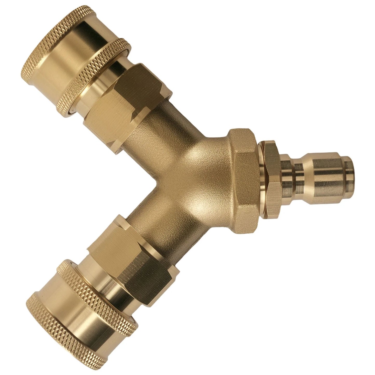 3/8 in Quick Connect Pressure Washer Tee Y-Shape Adapter Brass Dual System for Universal Fit