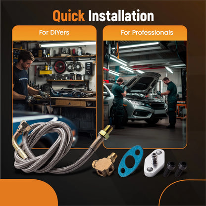 90 Degree Turbo Oil Feed Line Kit for T3/T4 (1/8 NPT) (1.4" -4AN) (2014–2014)