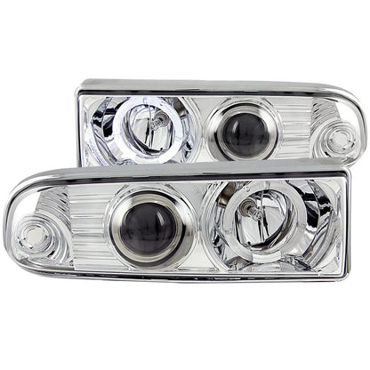 Chrome Clear Lens Headlight Set w/Halo for 98-04 Chevy S10 w/o Fog Lights [CCFL]