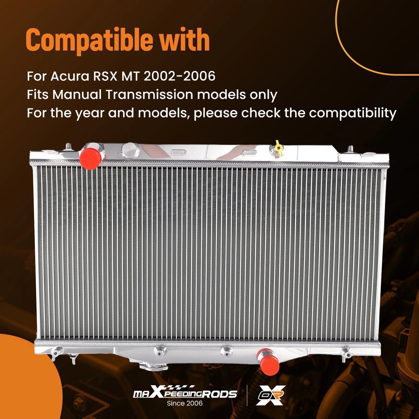 2 Row Cooling Radiator for Acura RSX MT (2002–2006) Direct Fit