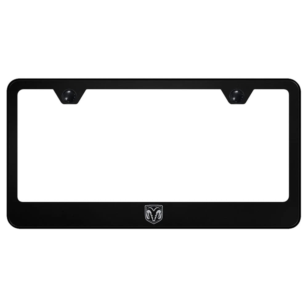 Head Logo on Black License Plate Frame - Officially Licensed for Dodge RAM