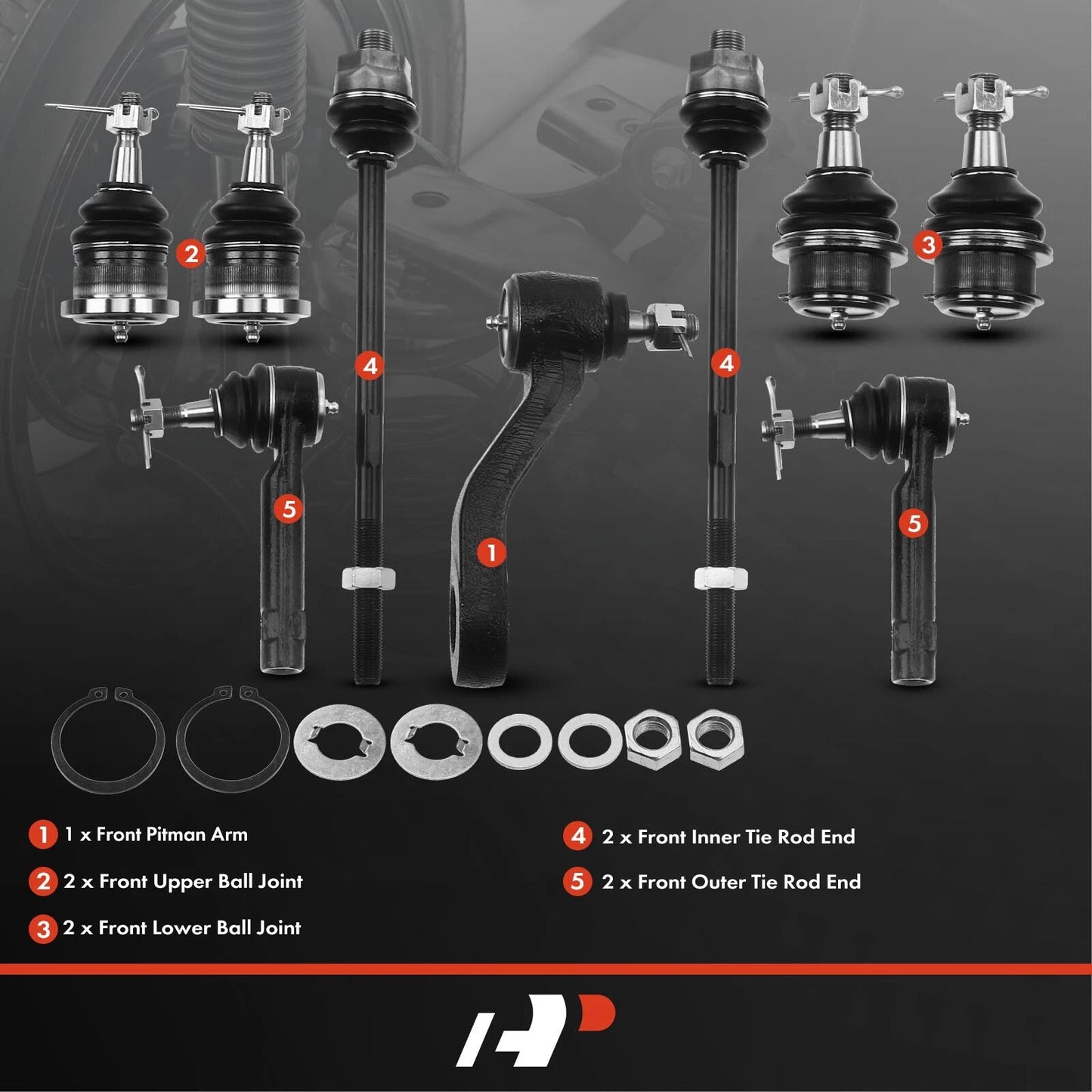 9x Pitman Arm & Tie Rod End for Chevrolet Silverado 1500