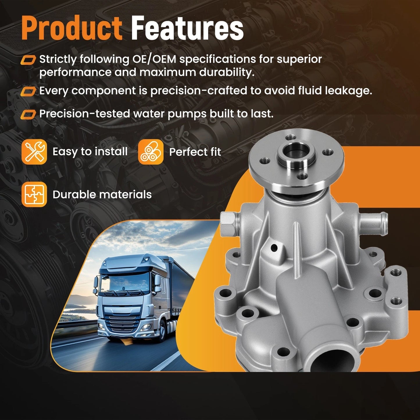 Engine Cooling Pump for New Holland TC (2016–2016) Aluminum Build