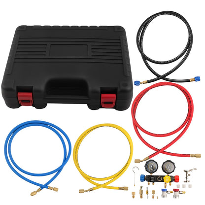 4-Way HVAC AC Gauge Set for R134a R22 R410a for Manifold Diagnostic (5ft)