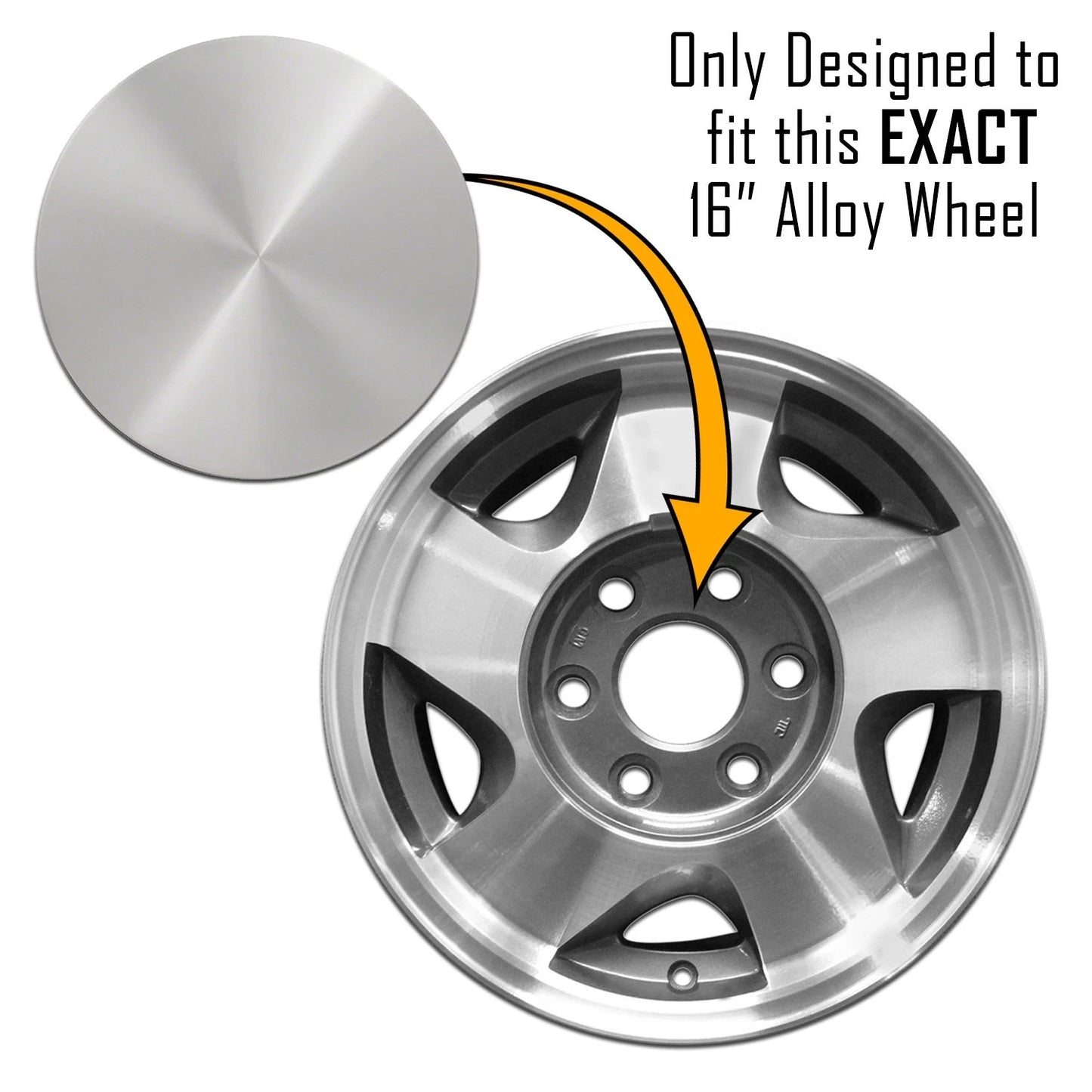 16 Inch Smooth Aluminum Wheel Center Hubcaps 6 Lug Set for Chevy GMC (2000–2024)