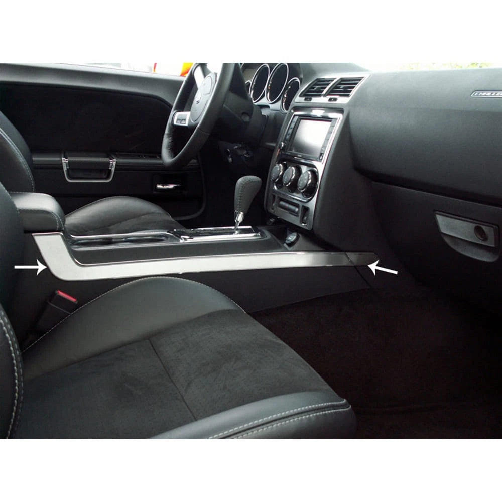 Brushed Stainless Steel Side Console Trim Plate for Dodge Challenger SRT8 (2008–2014)