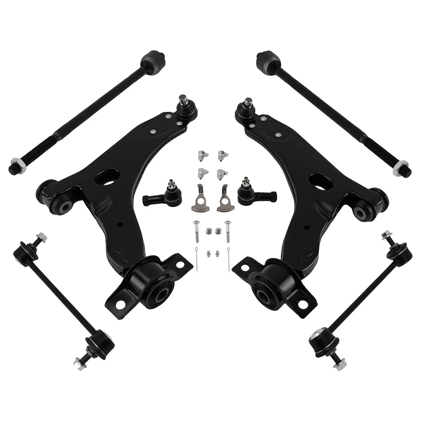 8pcs Front Suspension Lower Control Arms and Tie Rods for Ford Focus (2006–2011)