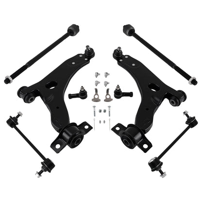 8pcs Front Suspension Lower Control Arms and Tie Rods for Ford Focus (2006–2011)
