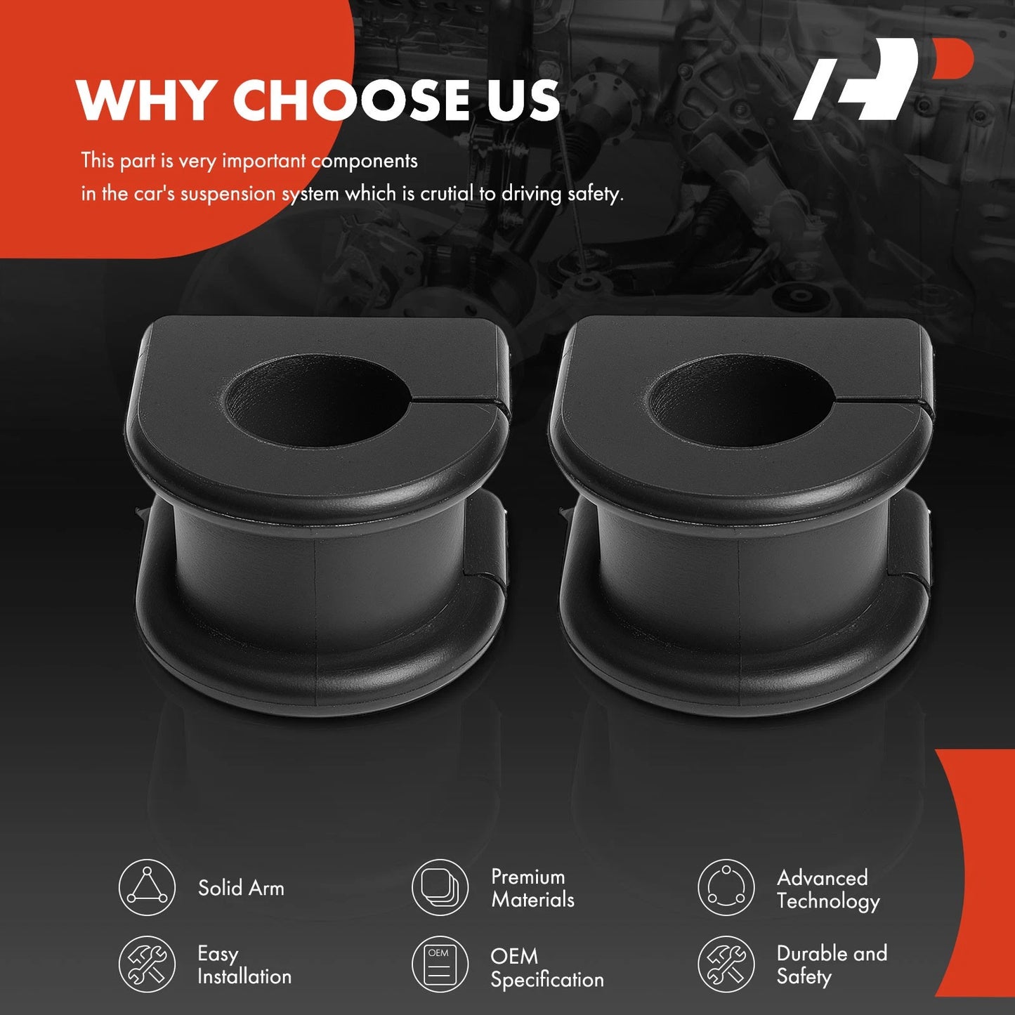 2x Front Sway Bar Bushing Kit for Chevy Equinox GMC Terrain (2010–2017)