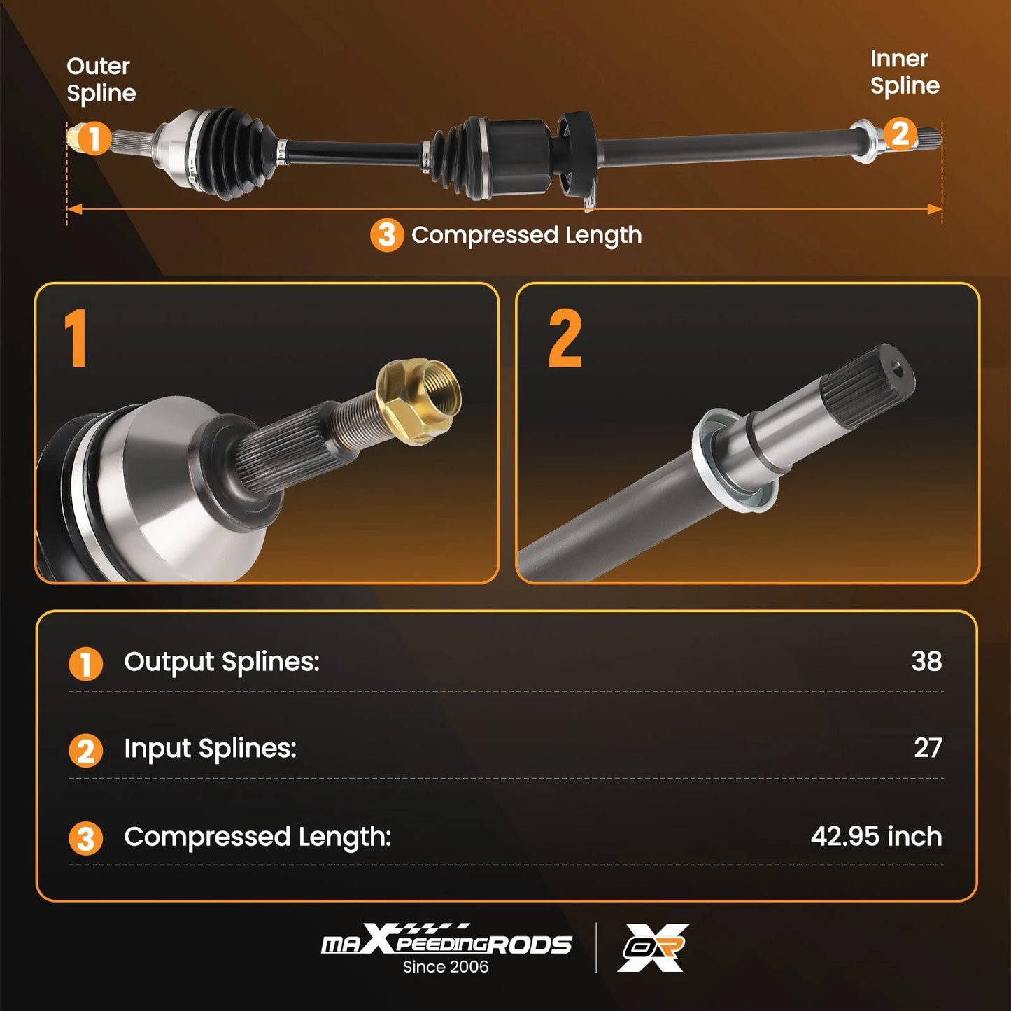 Front Right CV Axle Assembly for Ford Explorer FWD (2011–2013)