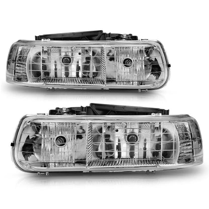 Chrome Clear Lens Crystal Headlight Set for Chevrolet Suburban 1500 (2000–2006)