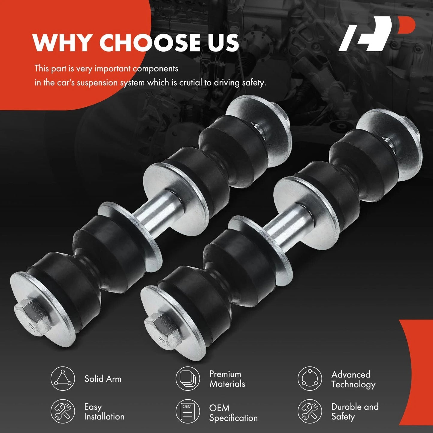2X Front Sway Bar Link for Chevy Impala (2000–2013) Buick Terraza AWD