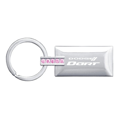 Chrome/Pink Jeweled Rectangular Keychain - Officially Licensed for Dodge Dart
