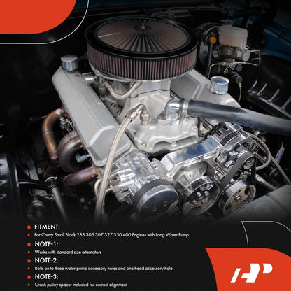 2X Aluminum Polished Alternator Bracket Kit for Chevy (Long Water Pump)