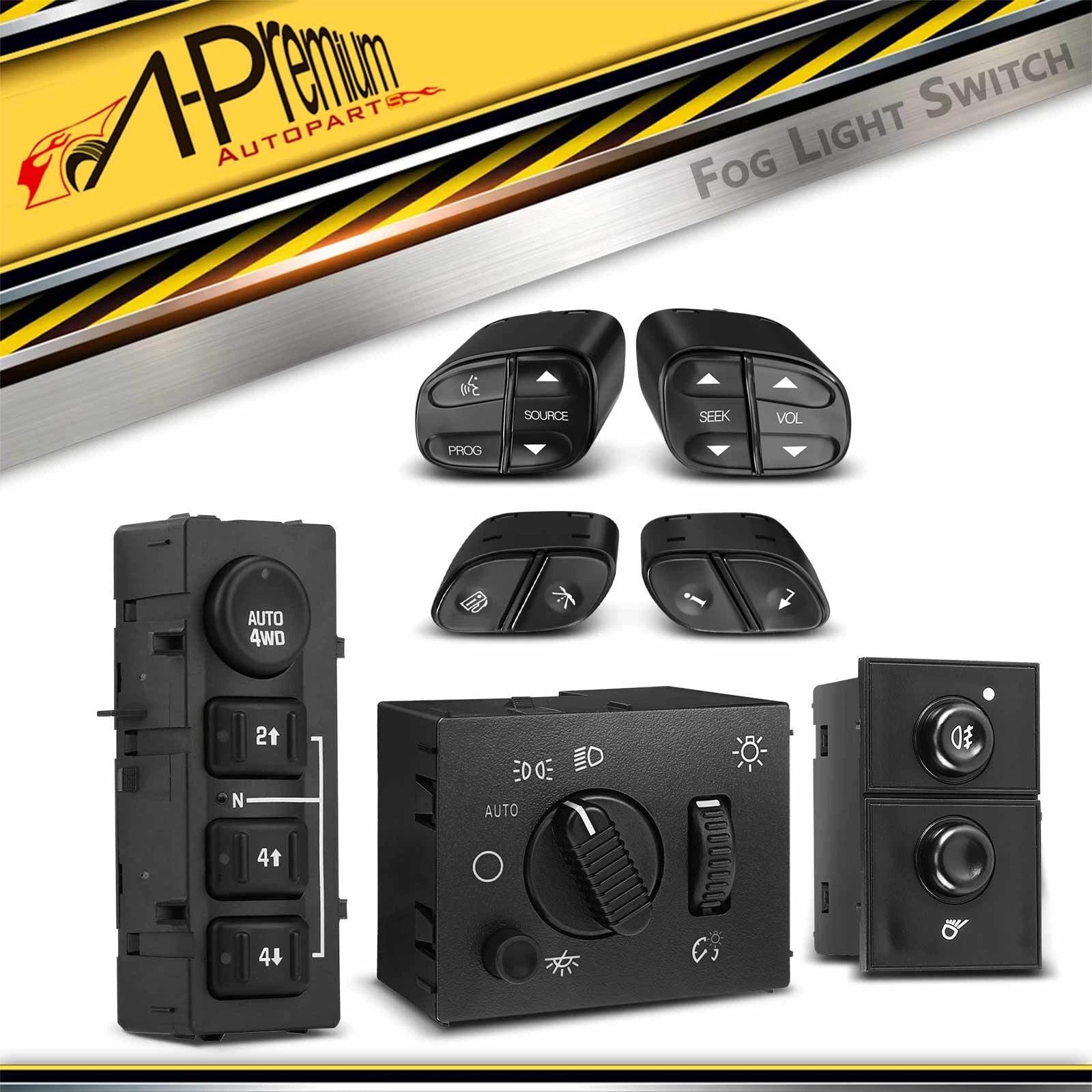 4WD Selector & Headlight & Fog Light Switches for GMC Chevy