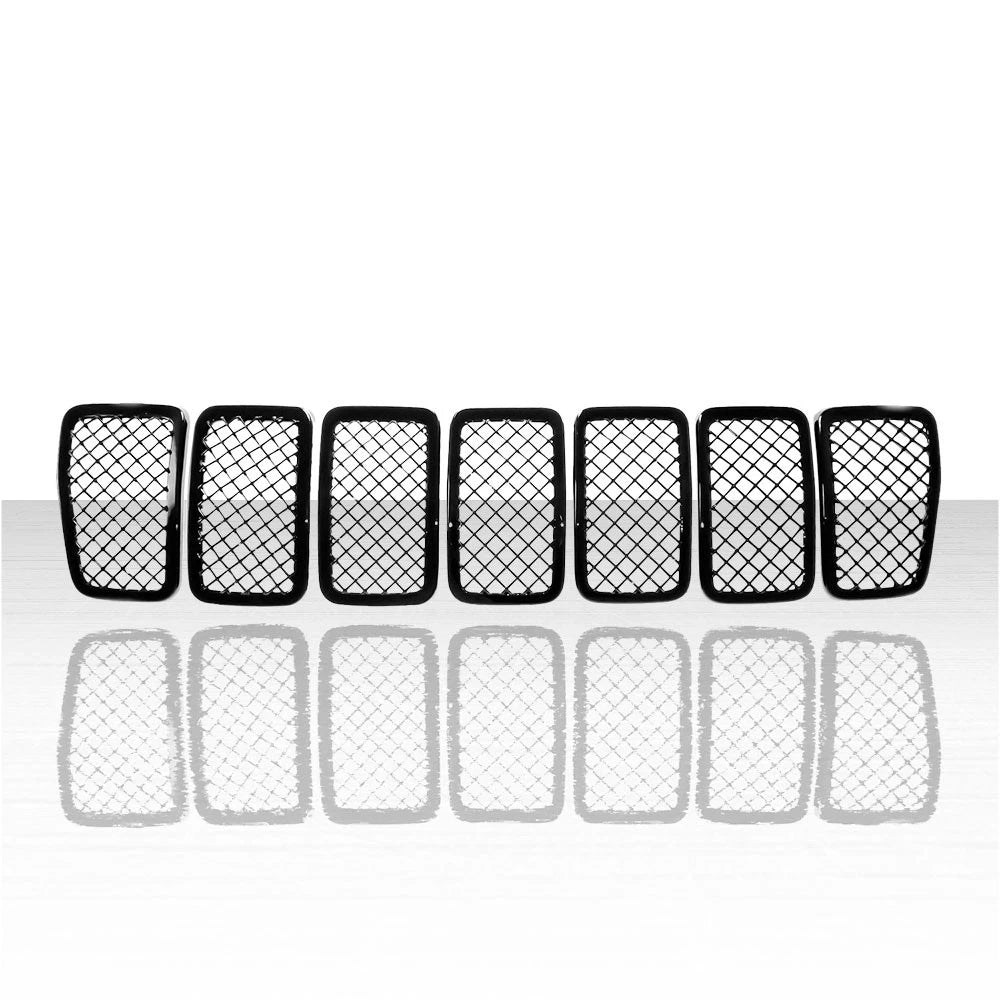 7pc Grille Overlay for 2019-2021 Jeep Cherokee - Gloss Black - ARFG204