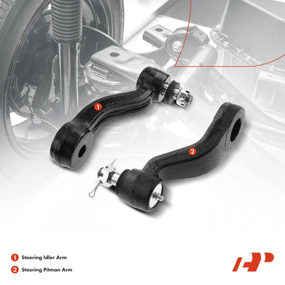 2X Front Idler & Pitman Arm for Chevy Tahoe GMC Yukon Cadillac Escalade (2000–2006)