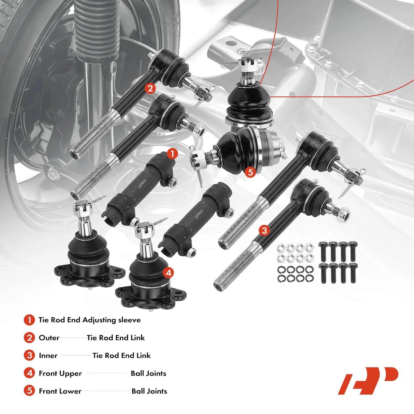 10x Front Ball Joint Tie Rod End for Chevy Tahoe GMC Yukon (2000–2006)