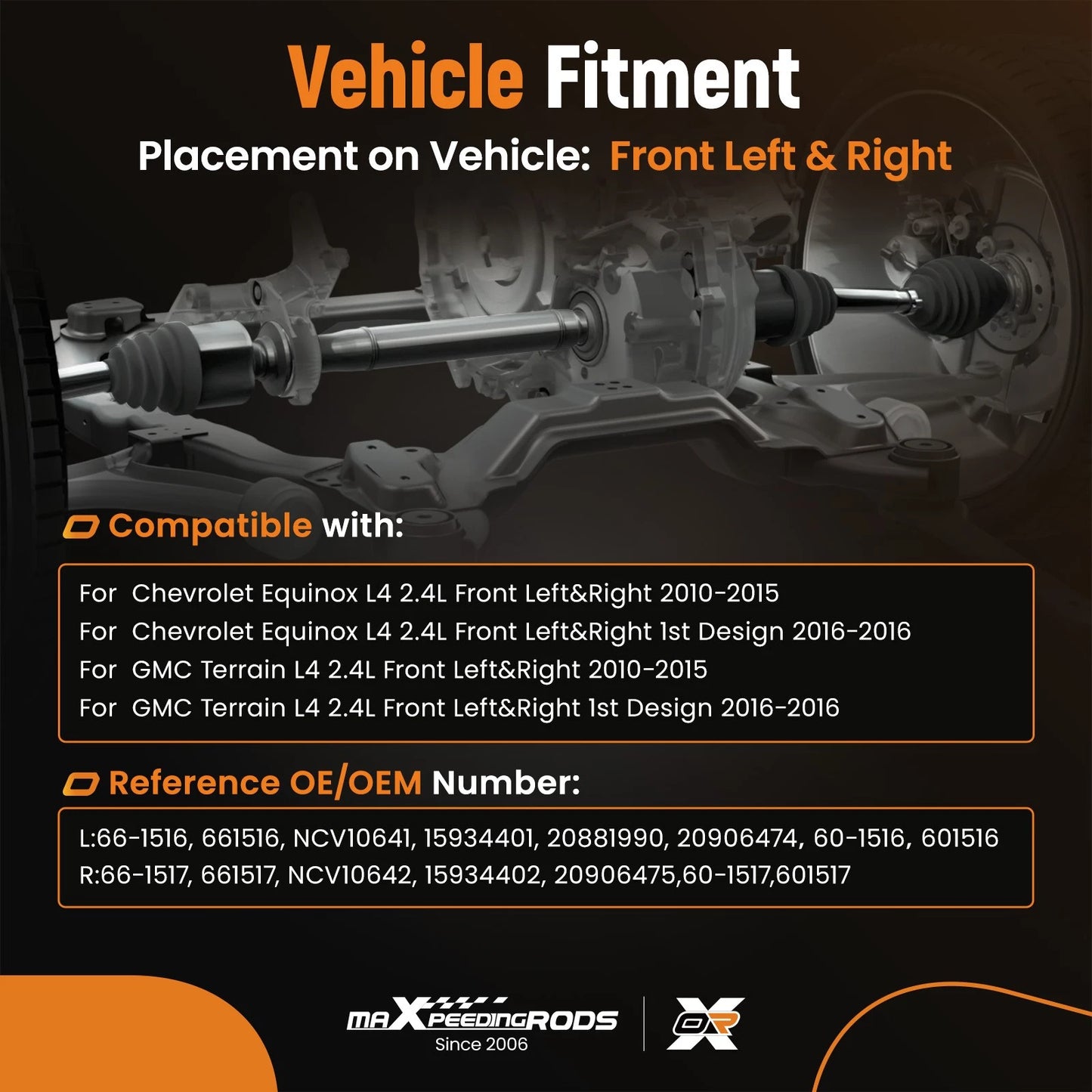 Front CV Axle Shafts for Chevrolet Equinox GMC Terrain (2010–2017)