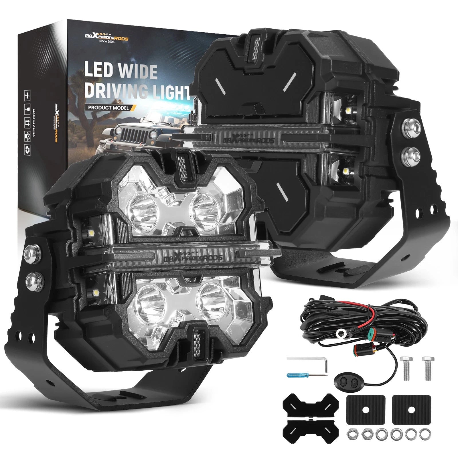 LED Driving Light Pods 5in White Amber for Pair for Universal (2015–2025)