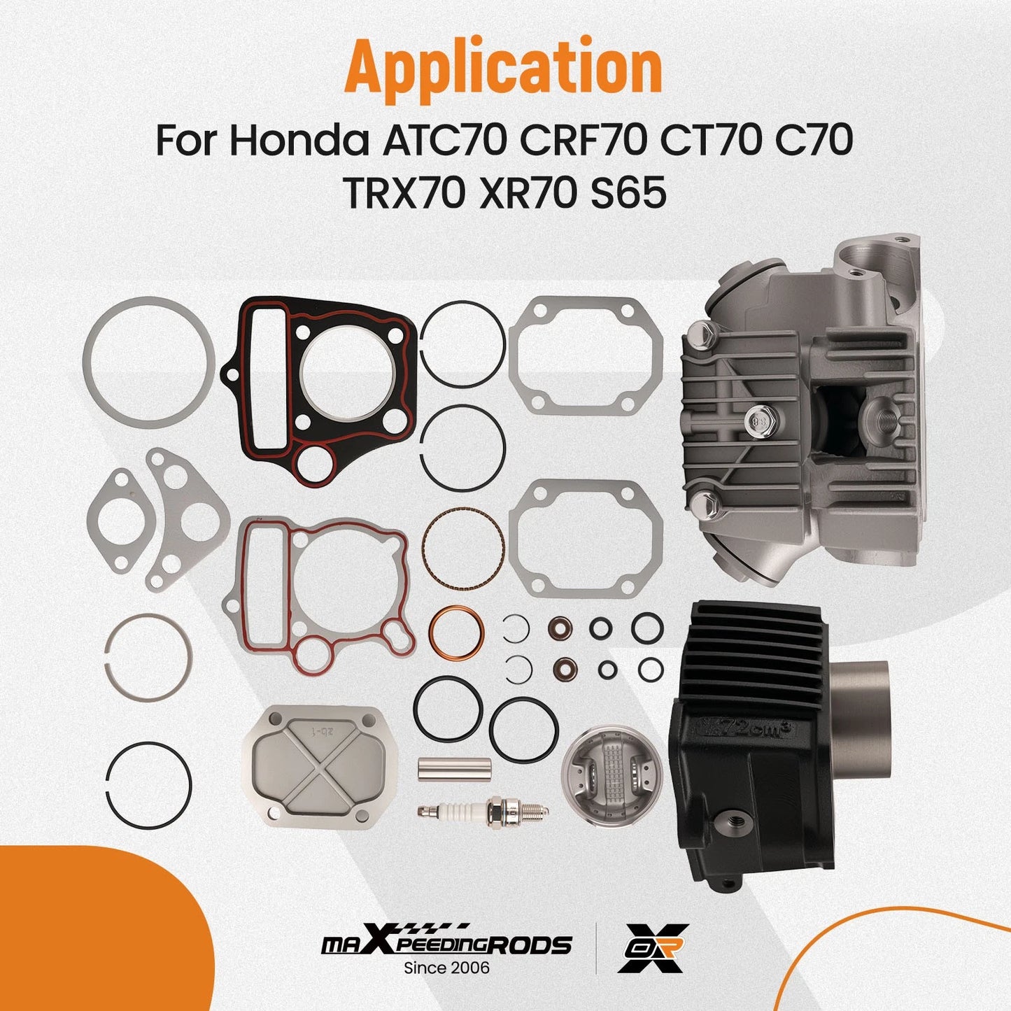 70cc Cylinder Engine Rebuild Kit for Honda ATC70 CT70 (1970–1979)