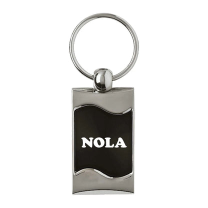 NOLA on Black Rectangular Wave Keychain KC3075.NOLA.BLK AU-Gold
