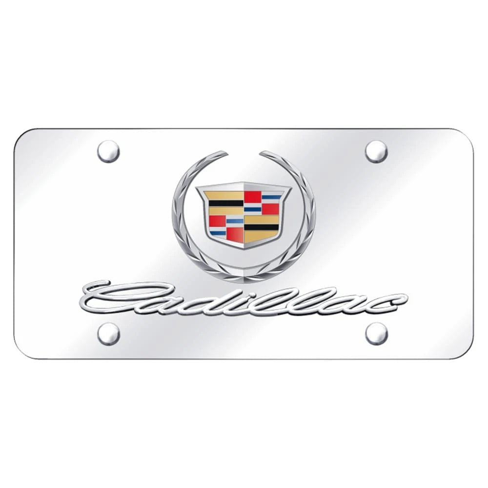 Dual Chrome New Logo on Chrome License Plate - Officially Licensed for Cadillac