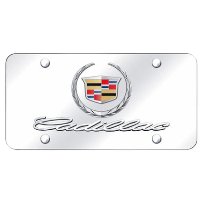 Dual Chrome New Logo on Chrome License Plate - Officially Licensed for Cadillac
