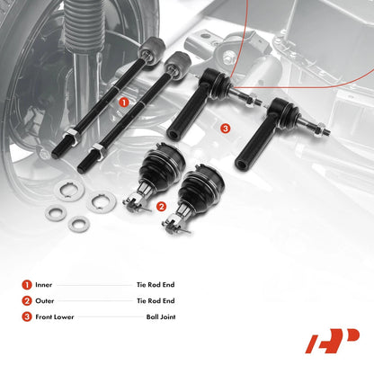 6x Tie Rod End Ball Joint for Chevy Silverado 1500 Tahoe (2007–2019)