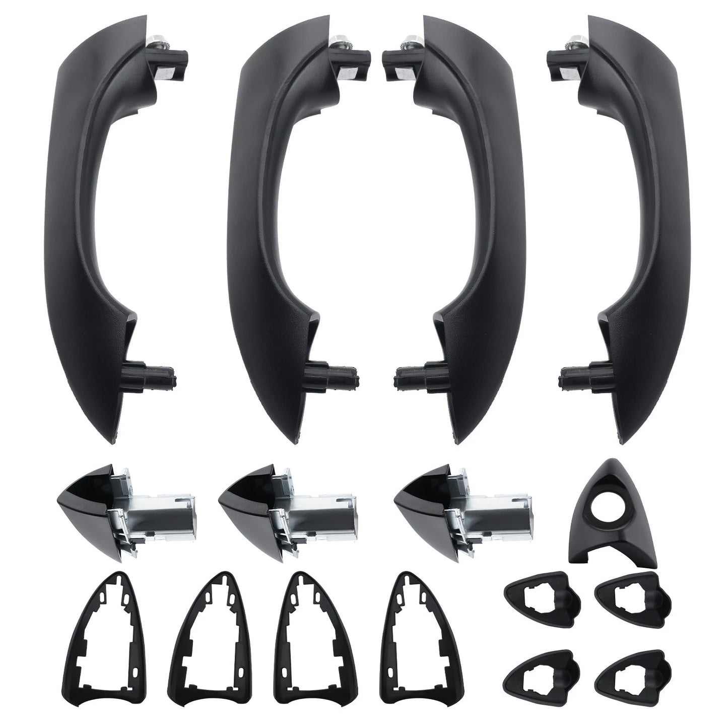 Front and Rear Outside Door Handles Black for BMW X5 (2000–2006)