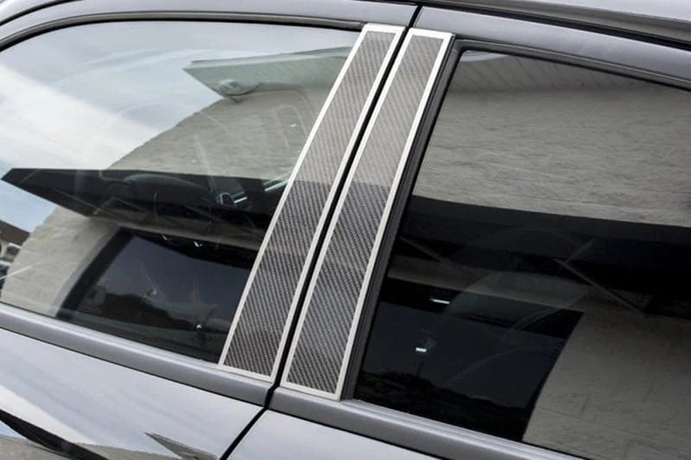 Carbon Fiber Door Pillar Plates Polished Trim for 2011-2018 Dodge Charger