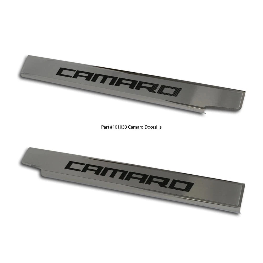 Door Sill Trim Kit Yellow Carbon Fiber Vinyl Camaro Logo for 2010–2015 Camaro