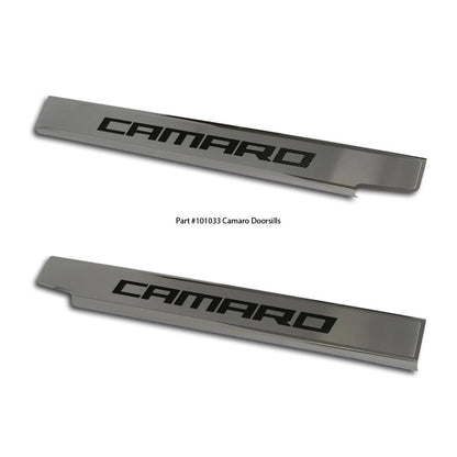 Door Sill Trim Kit Yellow Carbon Fiber Vinyl Camaro Logo for 2010–2015 Camaro