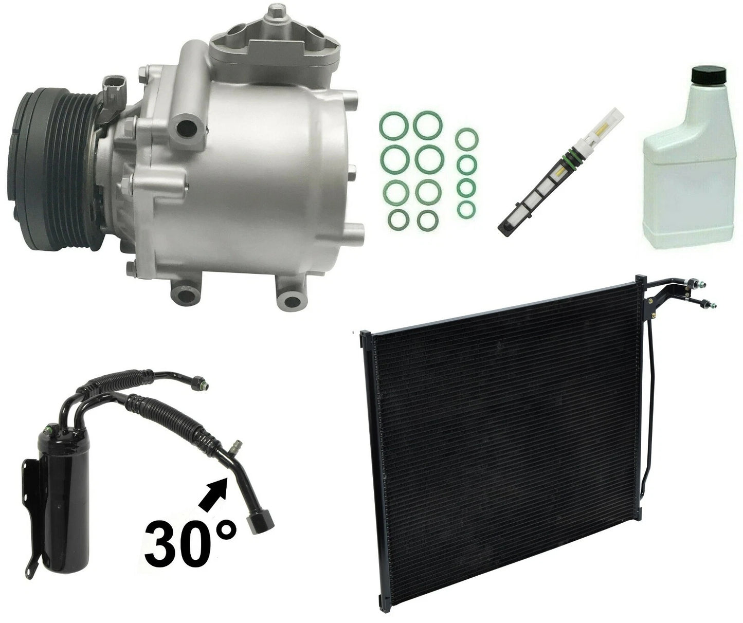 AC Compressor Kit Replacement with Condenser for Toyota Hilux (2011–2015)