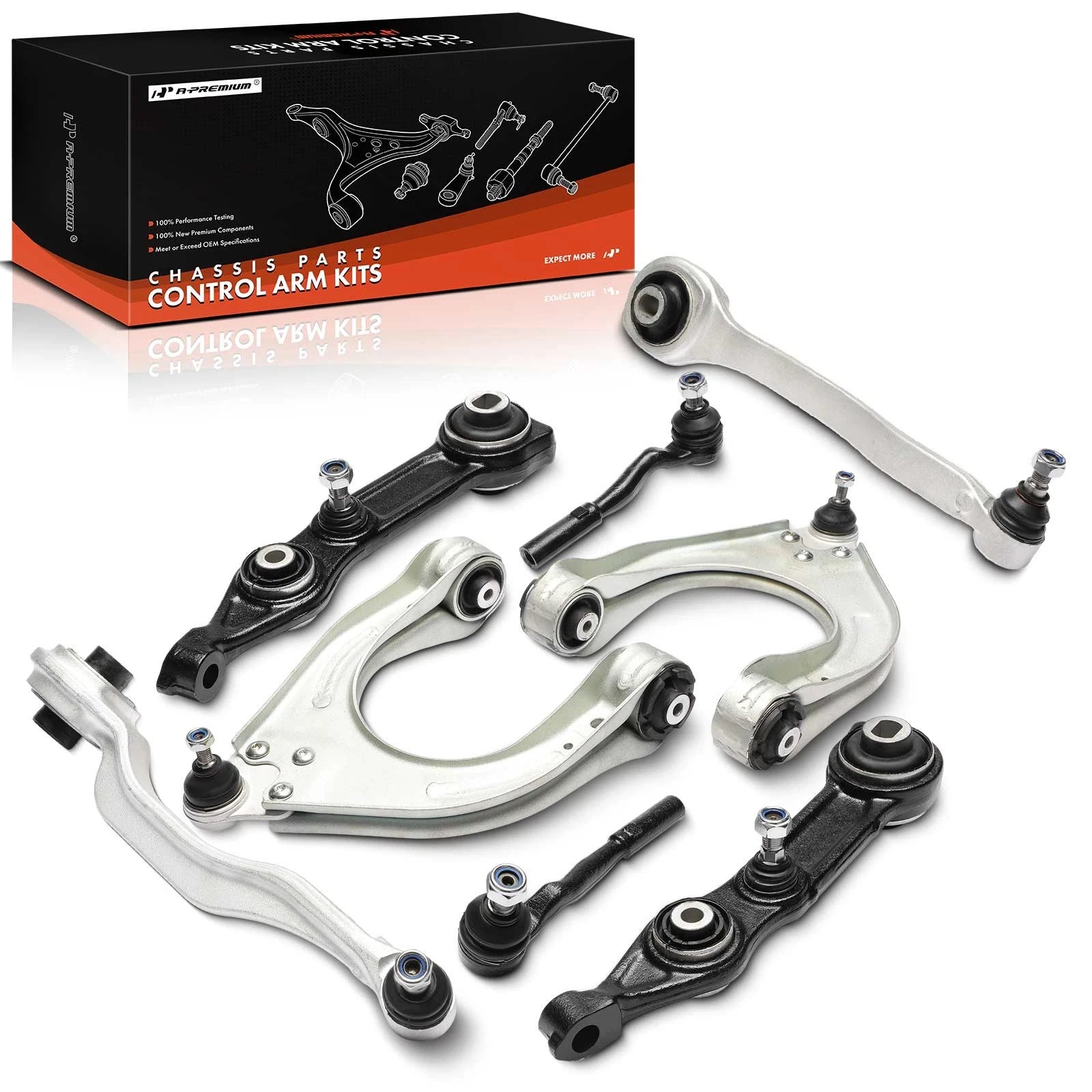 8x Front Control Arm & Tie Rod End for Mercedes-Benz E320 (1996–2009)