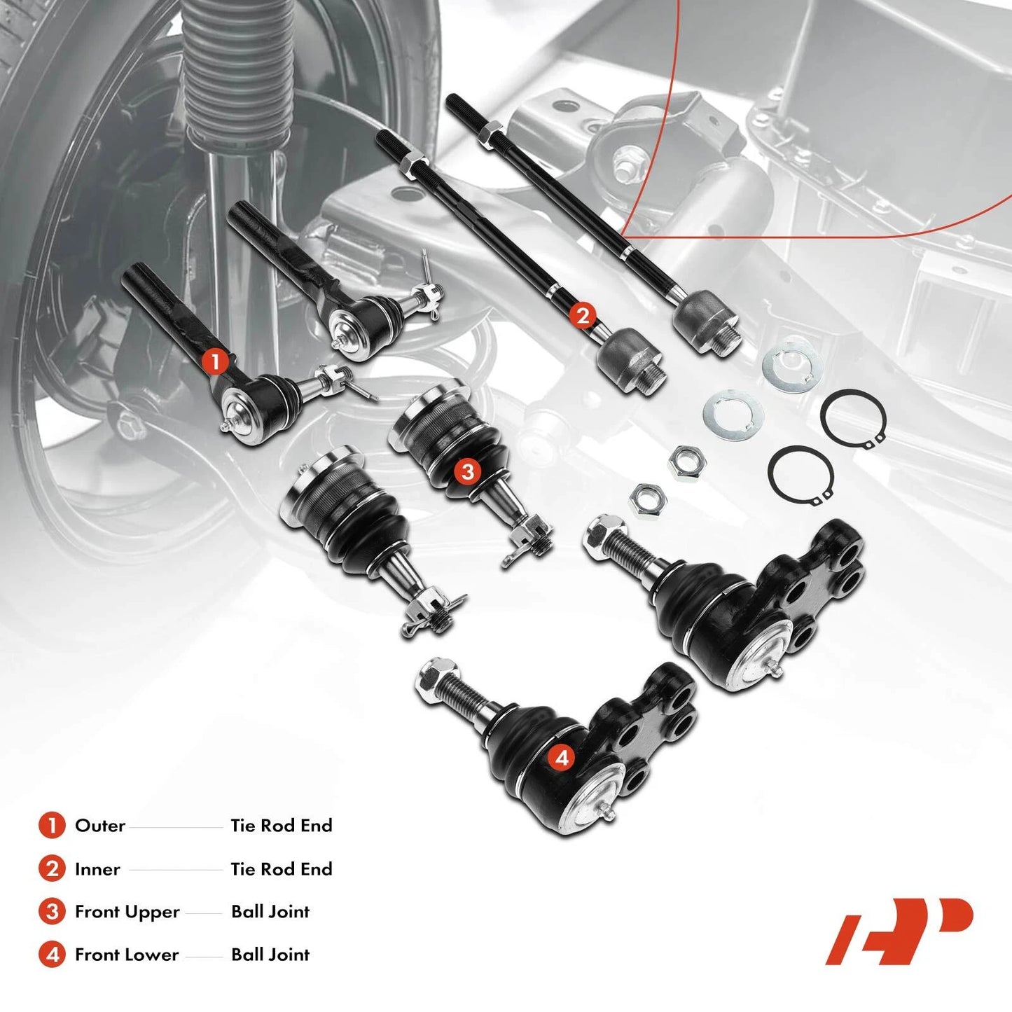 8x Tie Rods & Ball Joints for Chevy Silverado 1500 (1999–2006)