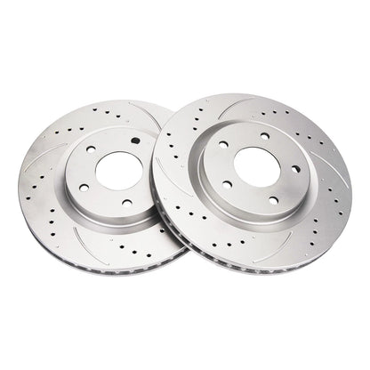 Front Set Drilled & Slotted Brake Rotors for Nissan Rogue & Sentra (2007–2013)