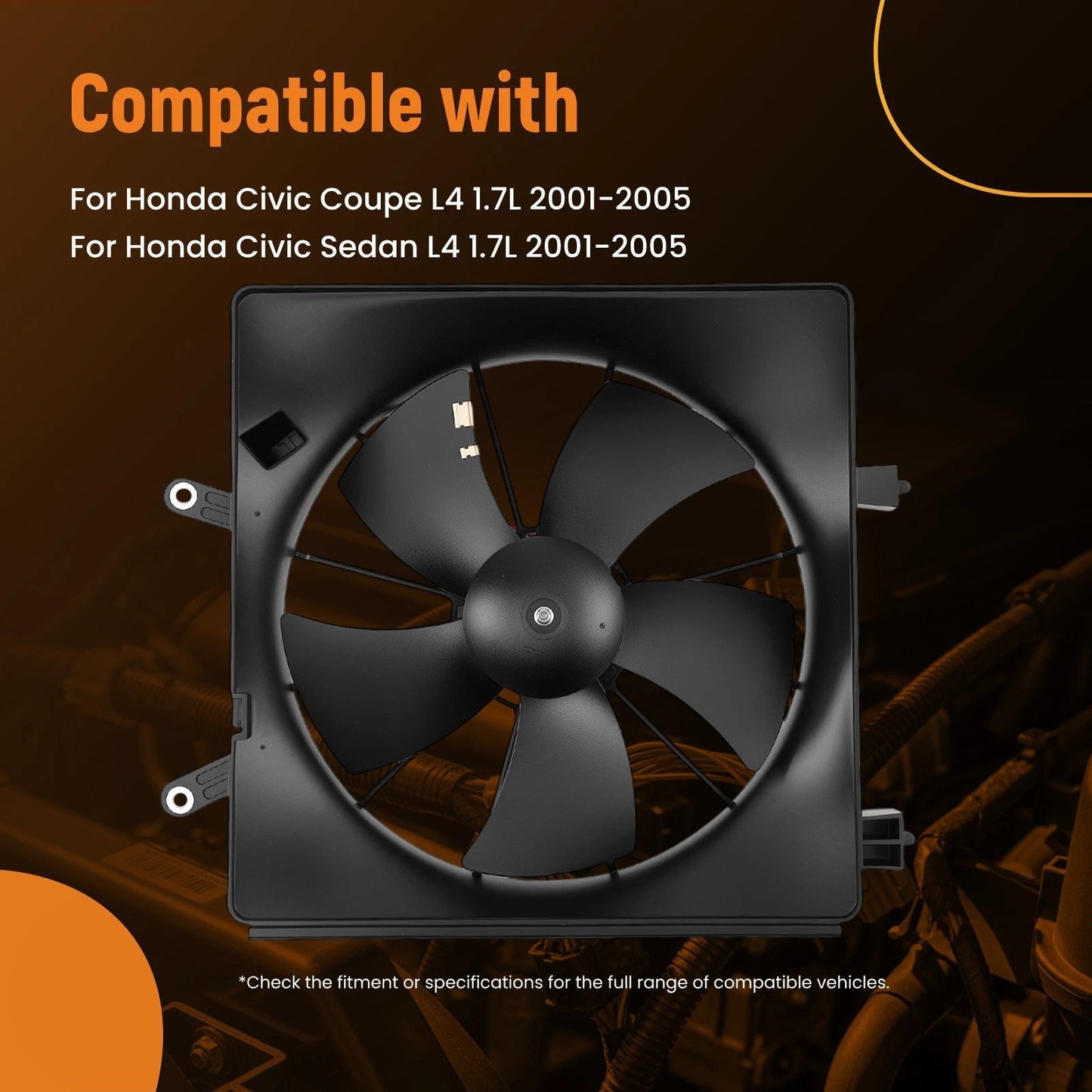 Cooling Fan Assembly Direct Replacement for Honda Civic 2001–2005