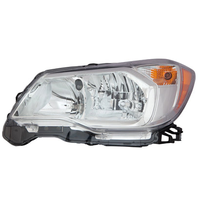Replacement Driver Side Halogen Headlight Assembly w/Chrome Bezel
